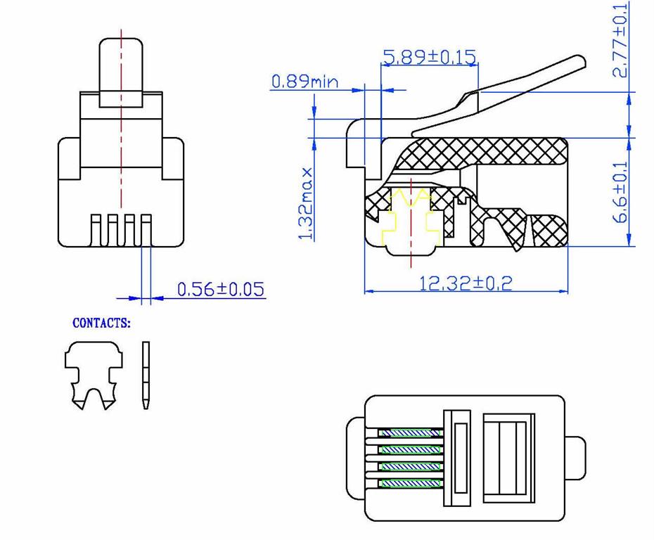 rj11 4p4c水晶头